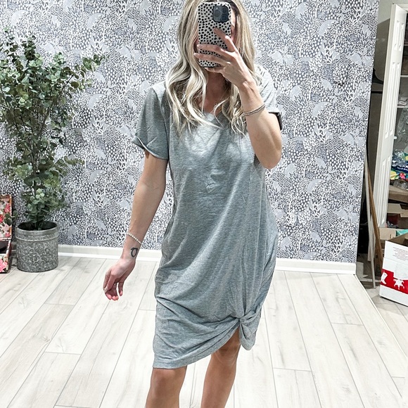 aceshin Dresses Gray Tshirt Dress Xxl Mini Short Sleeve Soft Jersey